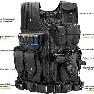 2026 Tactical Vest Durable Mesh Vest with Detachable Belt & Holster